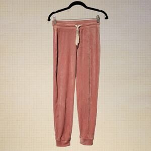 Contemporary Athleisure Pink Velvet Joggers J.Crew Elastic Waist XXS Drawstring